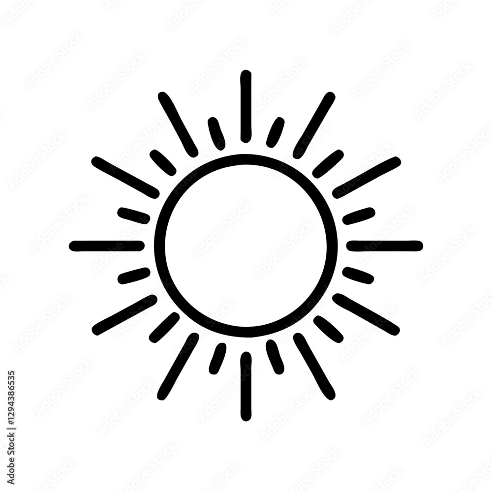 Sunshine rays icon outline for summer vacation, bright day concept Sunshine rays icon outline for summer vacation, bright day concept