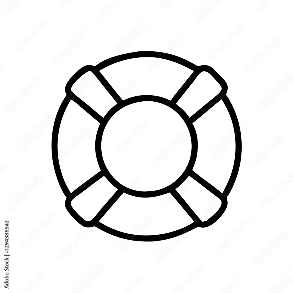 Lifebuoy icon outline for summer vacation, water safety concept Lifebuoy icon outline for summer vacation, water safety concept