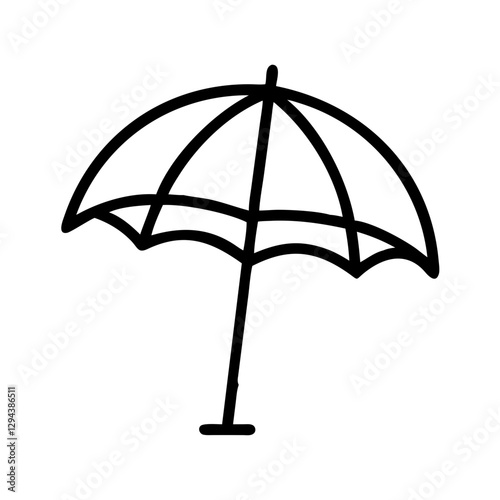 Beach umbrella icon outline for summer vacation, sunshade concept
