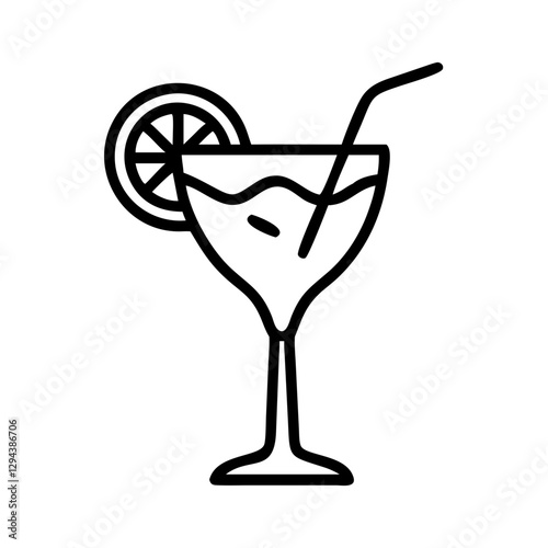 Summer cocktail icon outline for summer vacation, refreshment concept
