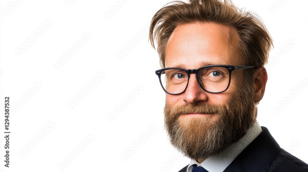 Stylish bearded man with glasses, a portrait of thoughtful intellect and modern masculinity Stylish bearded man with glasses, a portrait of thoughtful intellect and modern masculinity