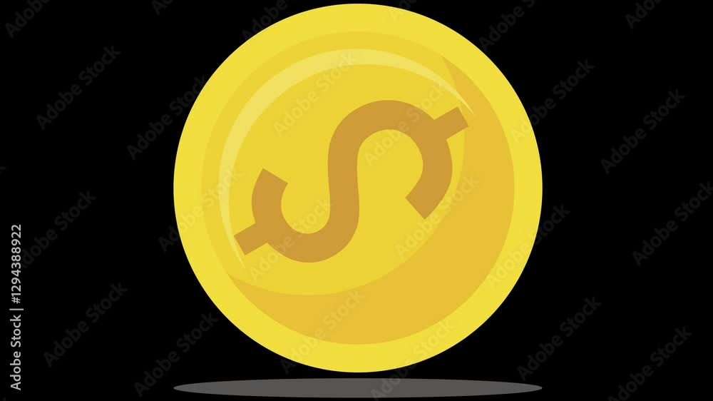 vector illustration of an spinning dolar coins
