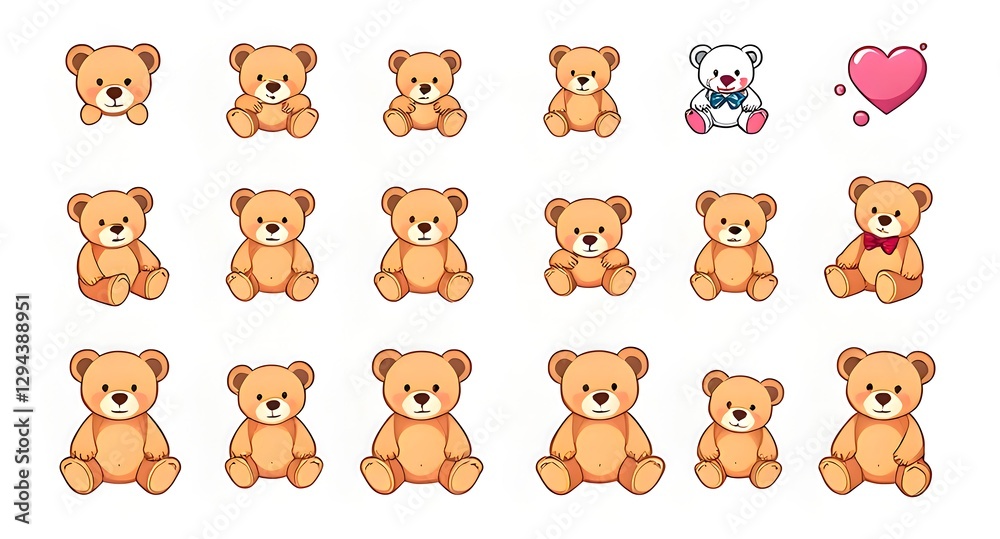 set of cartoon teddy bear set of cartoon teddy bear