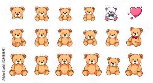 set of cartoon teddy bear