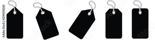 Price tag icon. Hangtag label flat icon. Blank paper label or cloth tag set isolated. Vector illustration.