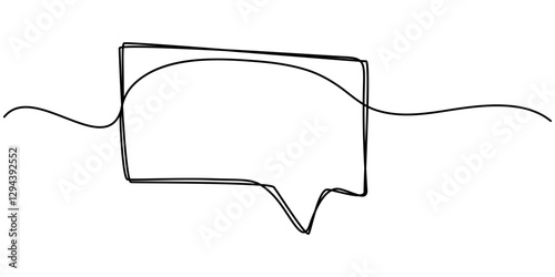 Speech Bubble Single Line Icon, Speech bubble shape one line drawing of isolated continuous outline vector icon, Speech Bubble Continuous Line Icon, Speech bubble continuous one line drawing.