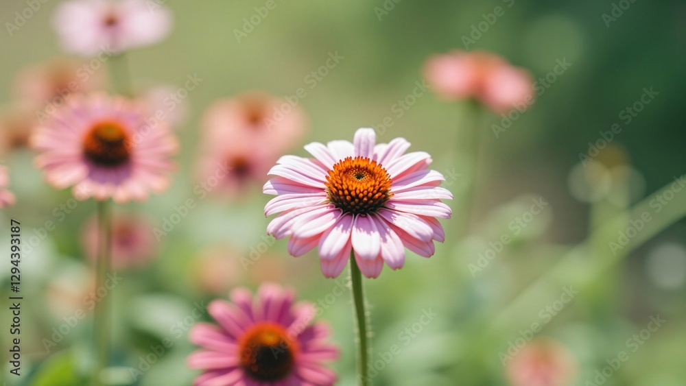 Delicate Pink Coneflower in a Summer Meadow Delicate Pink Coneflower in a Summer Meadow