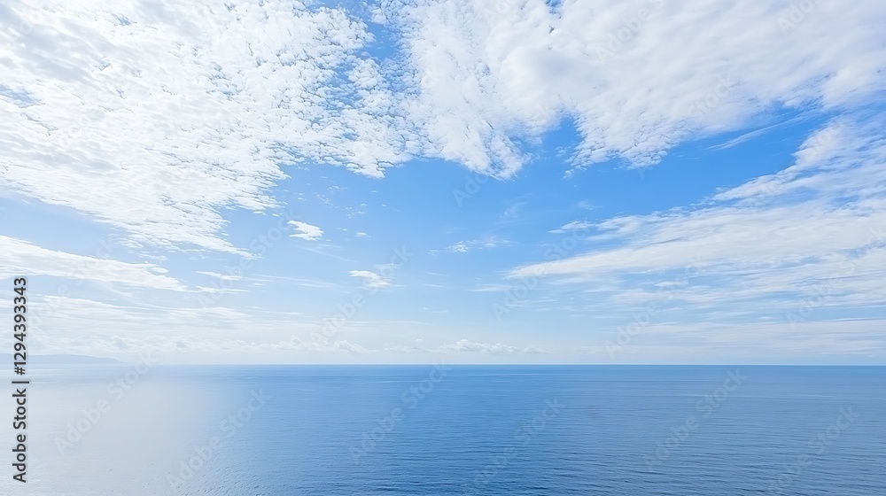 Obraz premium A vast blue sky dotted with small, white clouds, offering a perfect clear day filled with calm and simplicity.