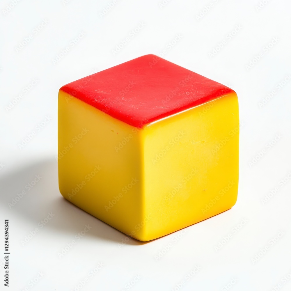 Red and Yellow Cube on White Background Red and Yellow Cube on White Background