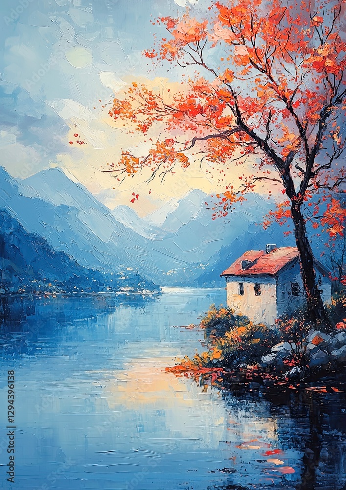 Obraz premium Acrylic oil painting of nature landscape