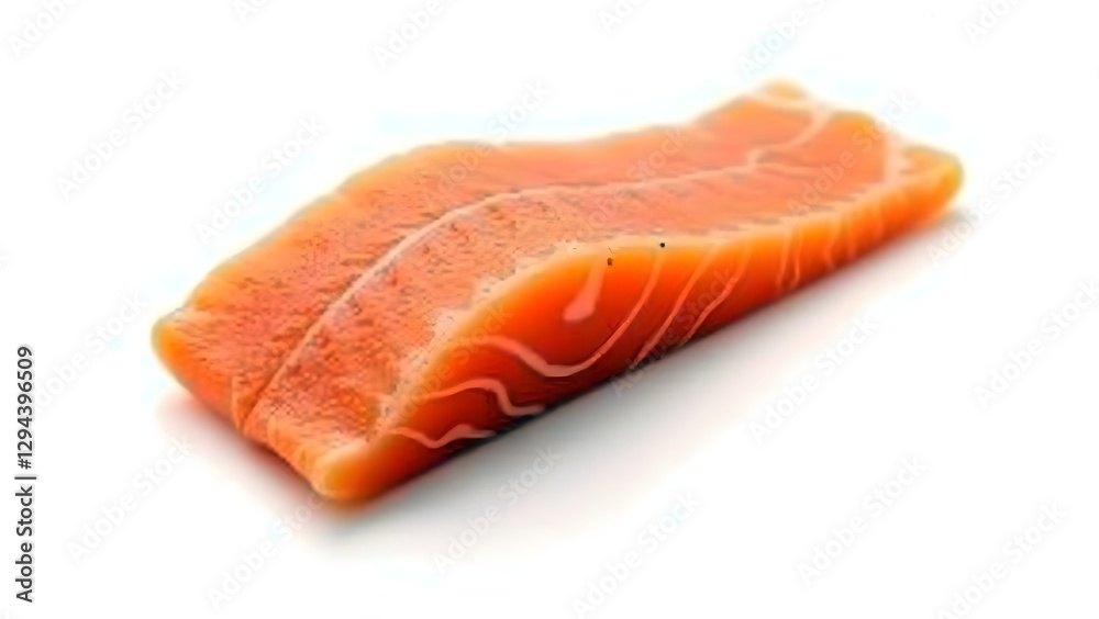 Floating Slice of Fresh Salmon Highlighting Rich Orange Color and Marbling Floating Slice of Fresh Salmon Highlighting Rich Orange Color and Marbling