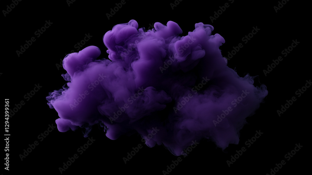 Fototapeta premium Dark violet smoke billowing in isolation against a black background creates a mystical atmosphere