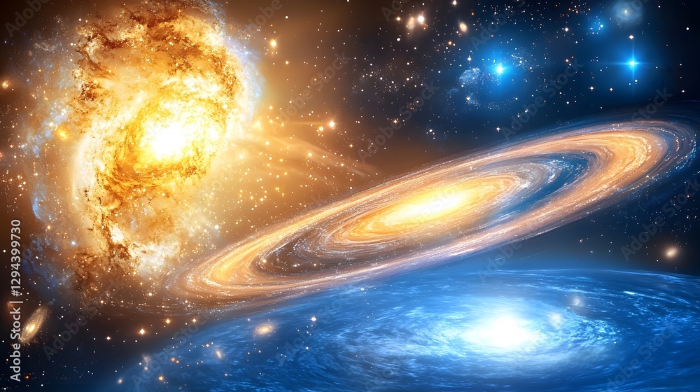 Galactic Astronauts Floating Near Swirling Luminous Cosmic Wonders with Dazzling Galaxies Nebulae and Suns in Ultra HD Detail