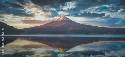 Wallpaper Mural Landscape image of Mt. Fuji over Lake Kawaguchiko at sunrise in Fujikawaguchiko, Japan. Torontodigital.ca