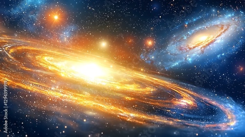 Obraz na płótnie Galactic of Luminous Swirling Galaxy with Floating Astronauts Immersed in Cosmic Wonder and Ultra HD Celestial Dynamics w salonie