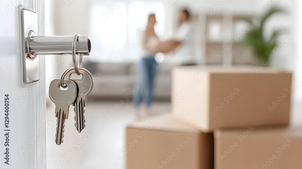 Happy Young Couple Celebrating and Laughing as They Move Into Their New Modern Apartment Filled with Excitement and Anticipation for Their Fresh Start and Next Chapter of Life Together