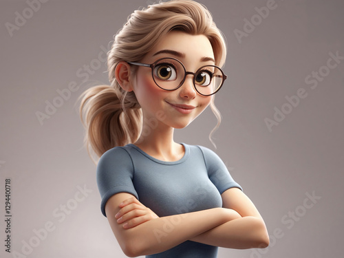 3D Style Female Character with Confident, Approachable Stance