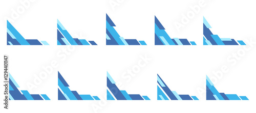 Modern Geometric Abstract Shape Border and Corner Frame Vector Set Collection. Decorative Elements Corners, Borders, and Frames. Modern Shape for Banners, Certificates, Invitations, and Covers Design
