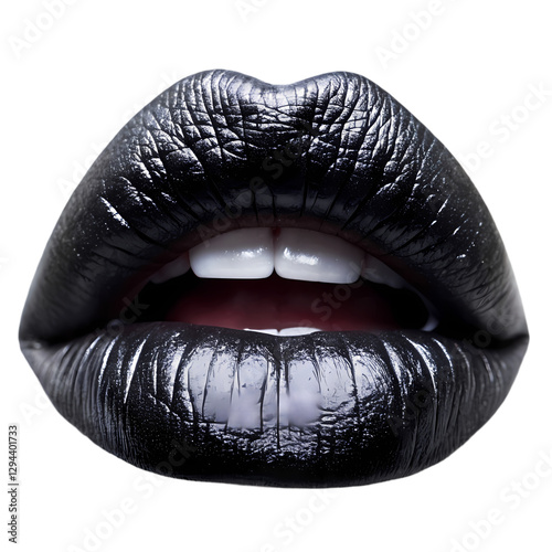 Sensual Black Lips Glossy Makeup Beauty Dark Dramatic Closeup Shot art sexy girl mouth model woman  