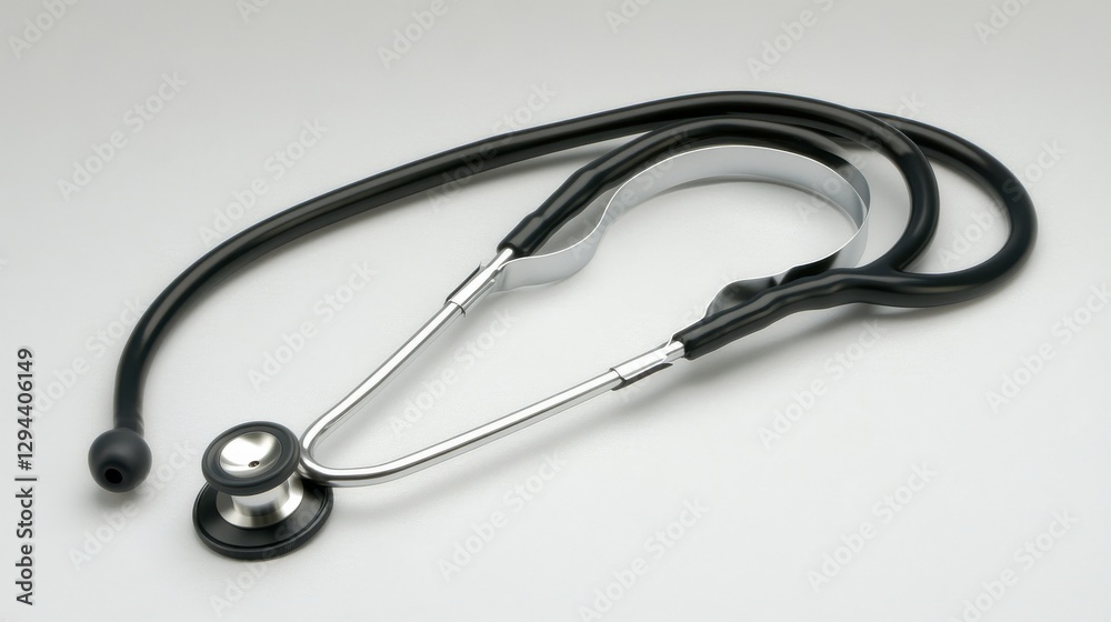 Sleek Black Stethoscope on Neutral Background for Medical Use Sleek Black Stethoscope on Neutral Background for Medical Use