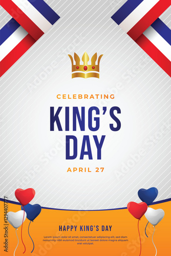 King's day celebrations design template. Design for digital banner or print.