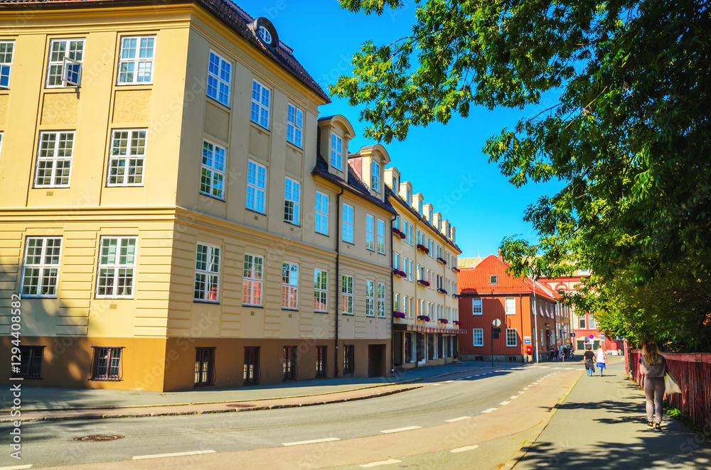 Panoramic view of beautiful city Trondheim, Norway