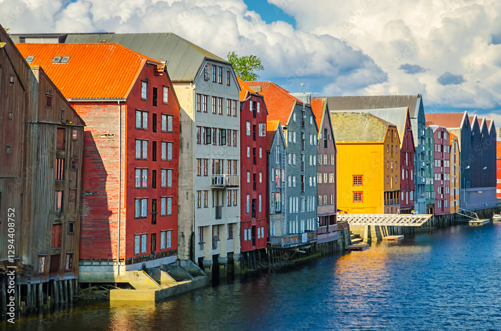 Panoramic view of beautiful city Trondheim, Norway