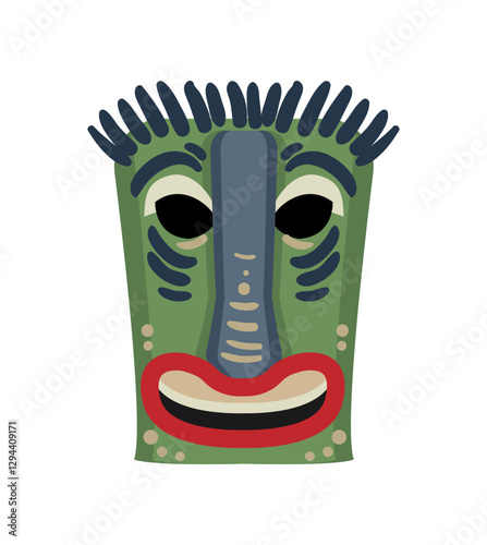 Abstract Papuan mask with bold shapes and cultural patterns.