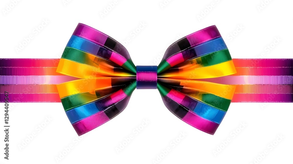 Beautifully Crafted Rainbow Colored Bow with Glossy Gradient Finish Perfect Accessory for LGBTQ Decorative Designs