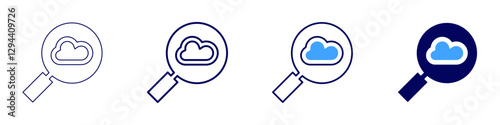 Cloud computing for education icon in 4 different styles. Thin Line, Line, Bold Line, Duotone. Duotone style. Editable stroke