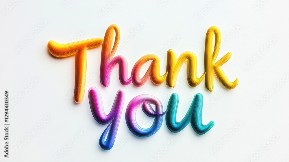 Colorful Thank You Text in Playful Font on Bright Background Colorful Thank You Text in Playful Font on Bright Background