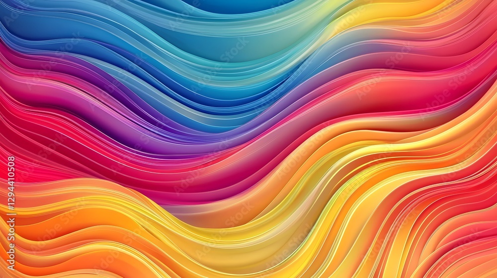 Captivating and Visually Striking Digital Featuring a Seamless Gradient of Colorful Wavy Lines Creating a Fluid and Harmonious Rainbow Inspired Abstract Background Design