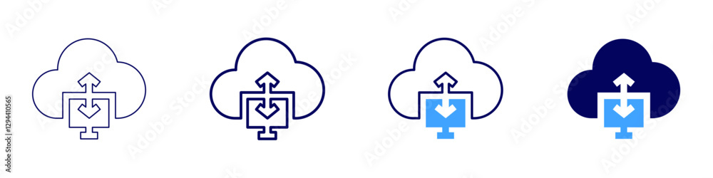 Cloud computing network icon in 4 different styles. Thin Line, Line, Bold Line, Duotone. Duotone style. Editable stroke Cloud computing network icon in 4 different styles. Thin Line, Line, Bold Line, Duotone. Duotone style. Editable stroke