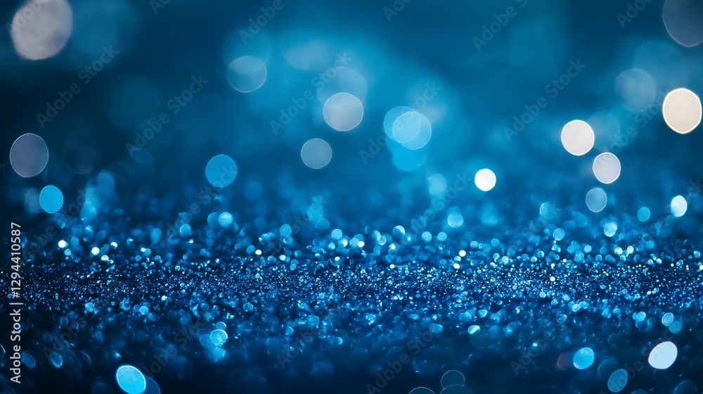 Sparkling Blue Bokeh Background with Glittering Lights for Festive Designs Sparkling Blue Bokeh Background with Glittering Lights for Festive Designs