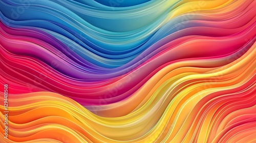 Obraz na płótnie Captivating and Visually Striking Digital Featuring a Seamless Gradient of Colorful Wavy Lines Creating a Fluid and Harmonious Rainbow Inspired Abstract Background Design w salonie