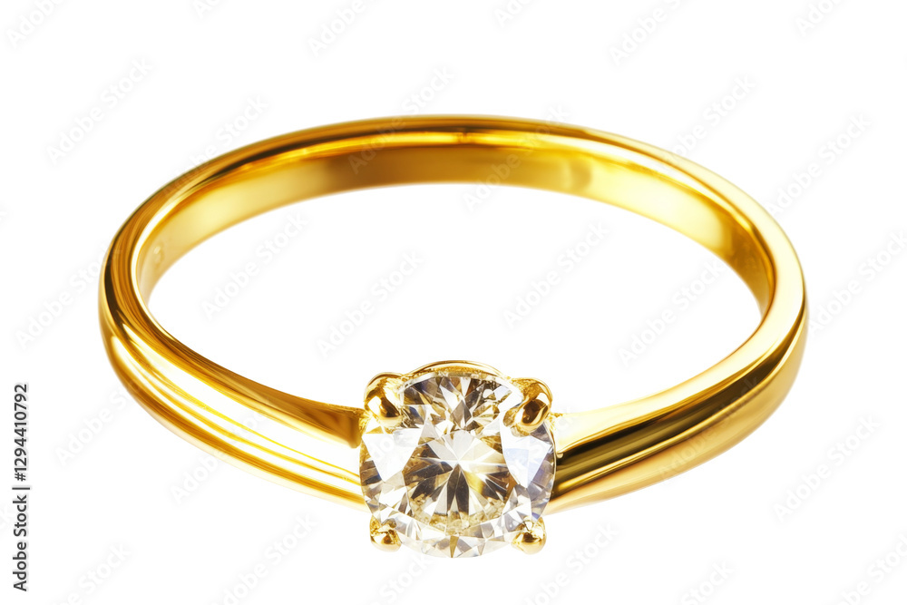 Elegant gold engagement ring on transparency background png format white jewelry photography Elegant gold engagement ring on transparency background png format white jewelry photography
