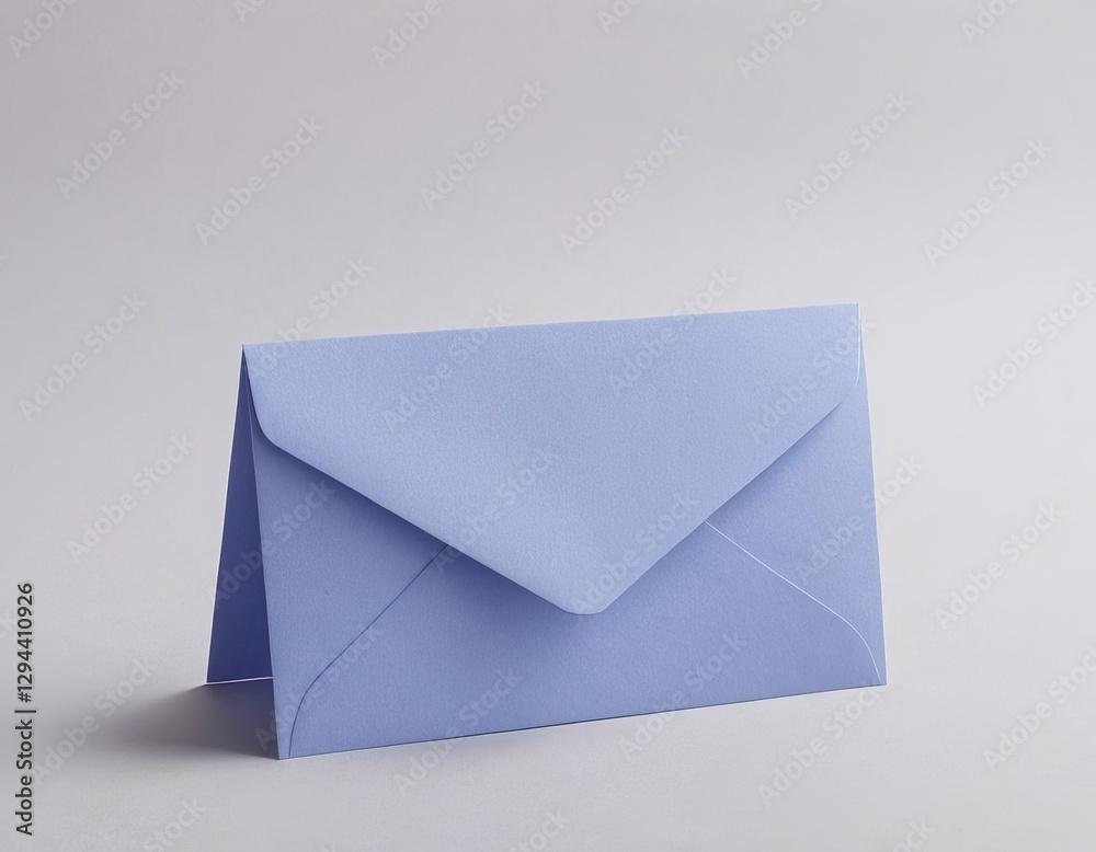 A simple blue envelope stands upright against a soft gray background, exuding a calm and minimalist vibe. A simple blue envelope stands upright against a soft gray background, exuding a calm and minimalist vibe.