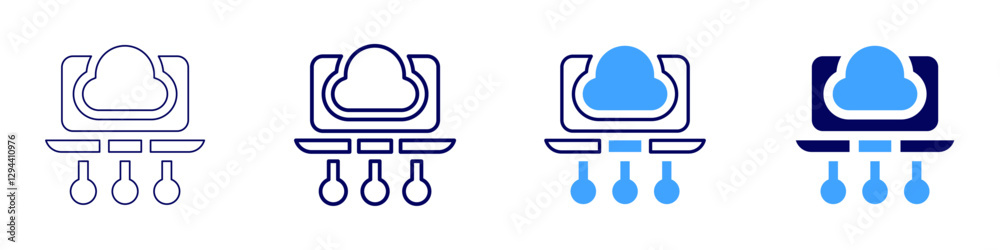 Cloud computing solution icon in 4 different styles. Thin Line, Line, Bold Line, Duotone. Duotone style. Editable stroke Cloud computing solution icon in 4 different styles. Thin Line, Line, Bold Line, Duotone. Duotone style. Editable stroke