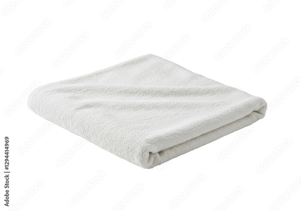 Isolated Folded White Cotton Towel, Soft Texture Isolated Folded White Cotton Towel, Soft Texture