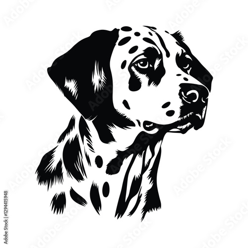 Dalmatian vector silhouette clipart on a white background