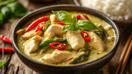 Authentic Thai Green Curry with Chicken & Jasmine Rice – Fragrant Coconut-Based Delight