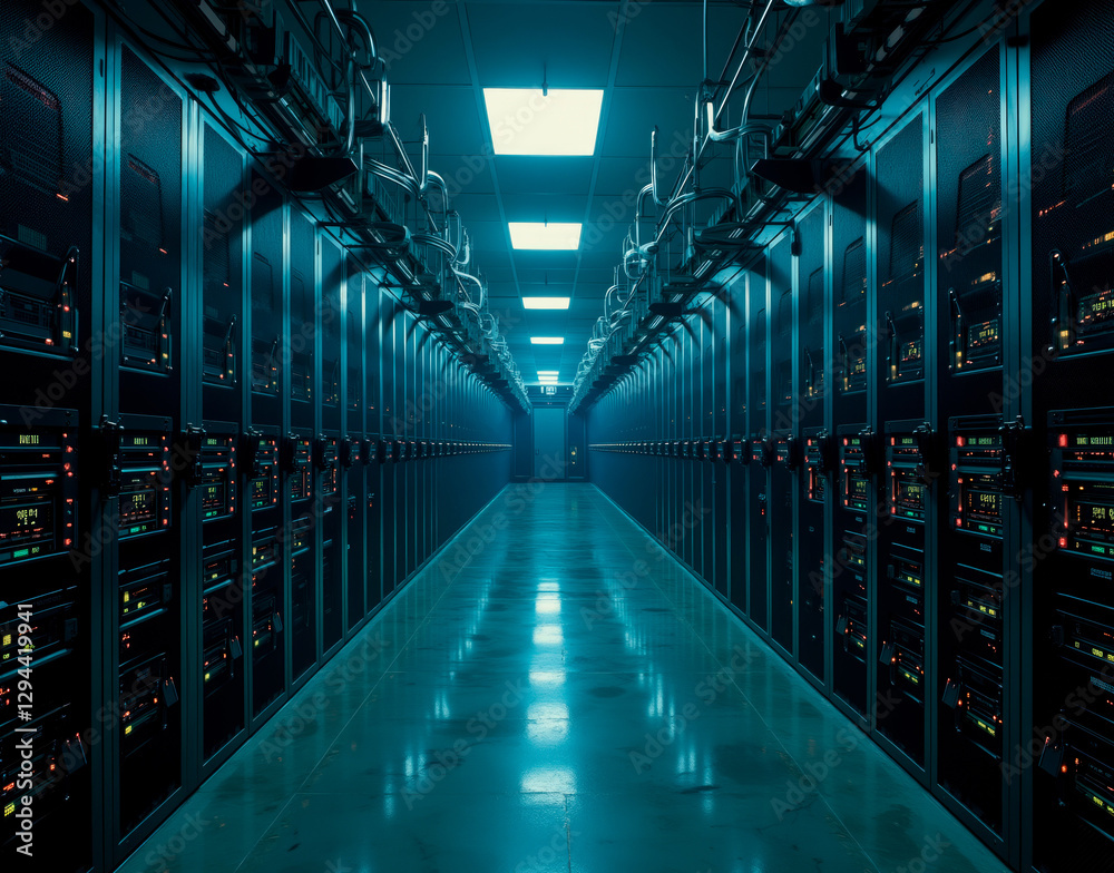 Server racks designed as prison cells, with data inmates behind bars, symbolizing a critique of surveillance states. Server racks designed as prison cells, with data inmates behind bars, symbolizing a critique of surveillance states.