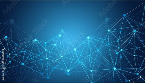  illustration molecule connected lines with dots technology on blue background abstract internet network connection design for web site digital data communication science and futuristic concept