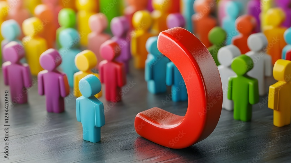 Powerful magnetic force attracting a diverse array of colorful figurines symbolizing the growth success and customer acquisition strategies in dynamic business environments