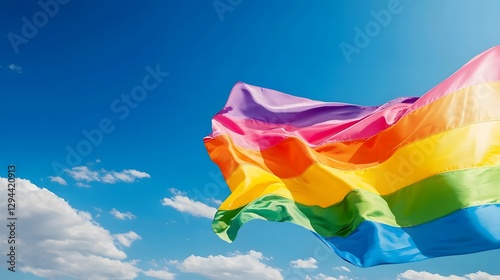 Obraz na płótnie Powerful dynamic image of a rainbow pride flag rippling and fluttering in the wind the vibrant colors and movement capturing the spirit and of LGBTQ pride and the ongoing fight for and inclusion w salonie