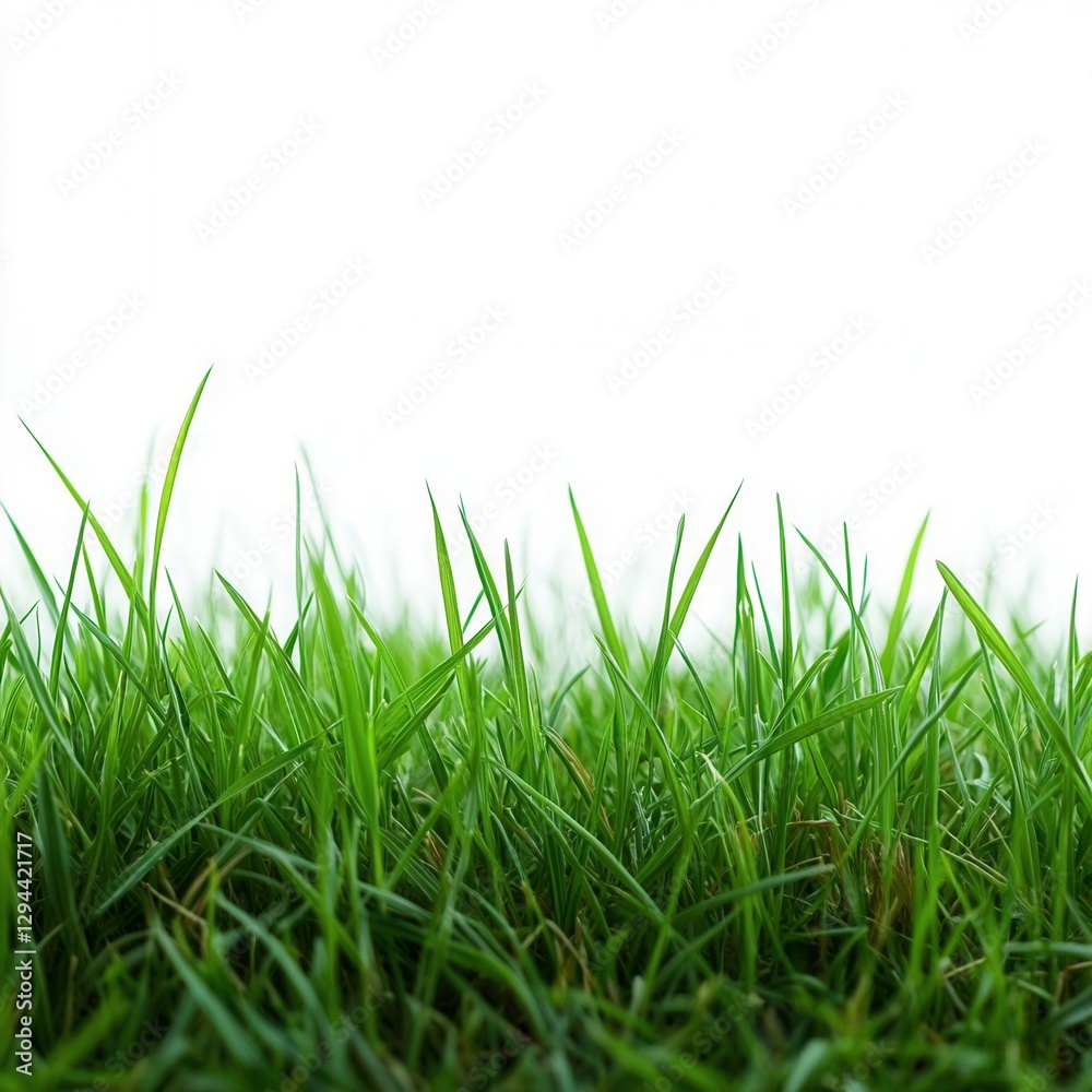 Fresh green grass on a white background – a minimalist natural backdrop for design and ecology. Fresh green grass on a white background – a minimalist natural backdrop for design and ecology.