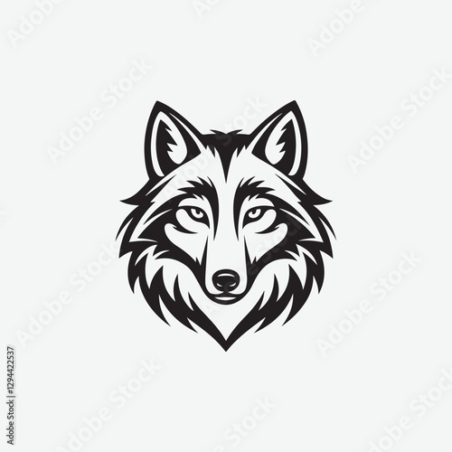 Download a high-quality wolf face vector silhouette with clean, sharp lines in black and white. Perfect for logos, tattoos, decals, and digital designs.