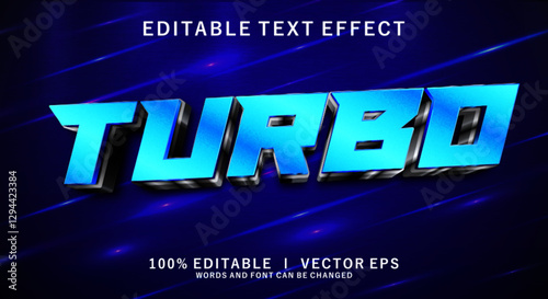  turbo 3d vector text effect with modern style design