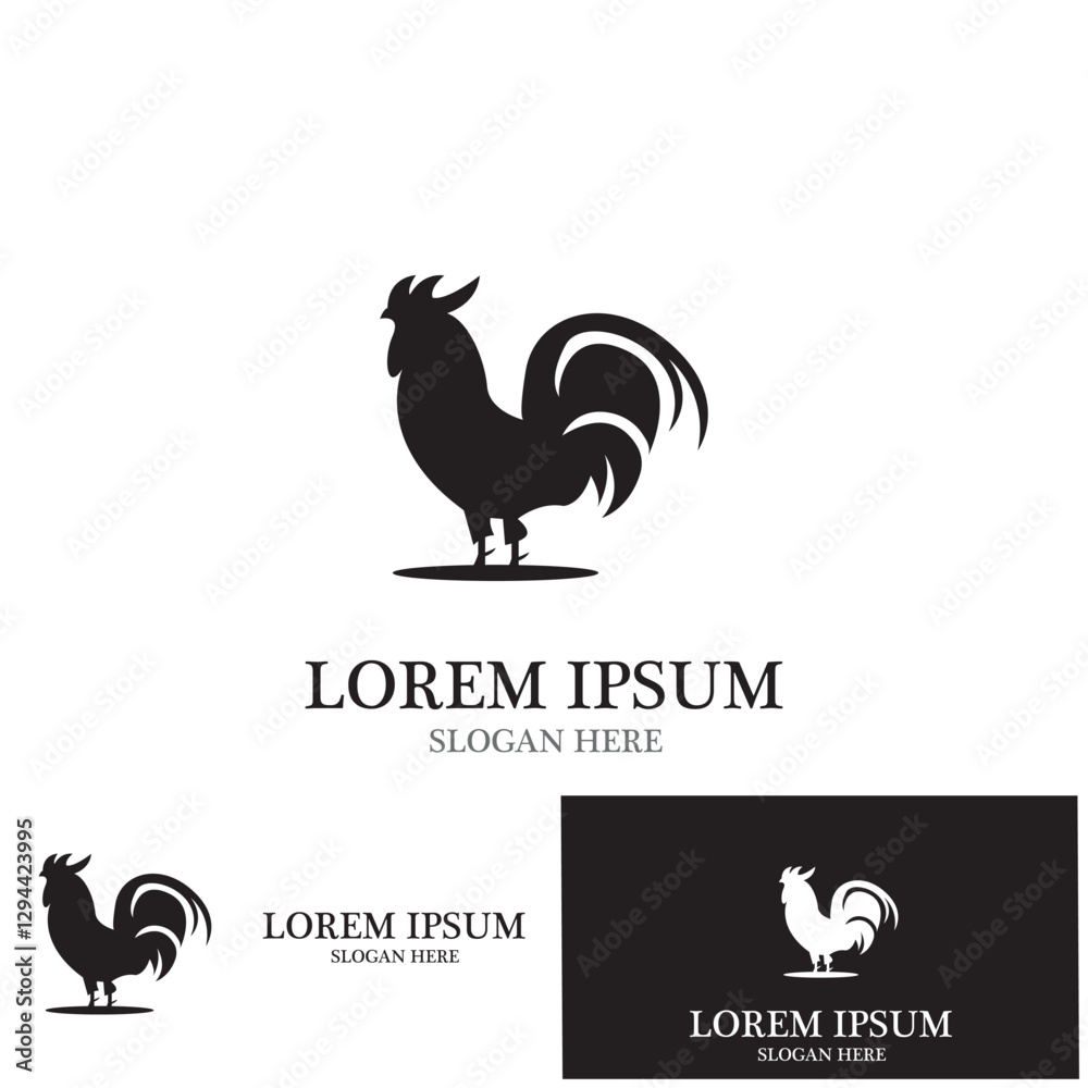 Obraz premium Rooster isolated logo icon vector illustration template design