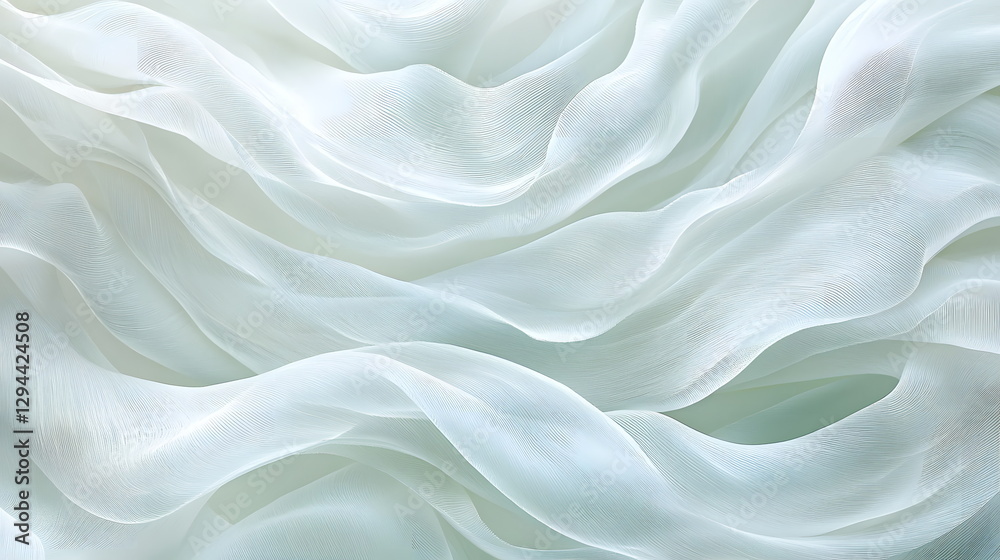Fototapeta premium Soft flowing fabric draped elegantly with gentle curves and translucent textures in muted pastel tones.